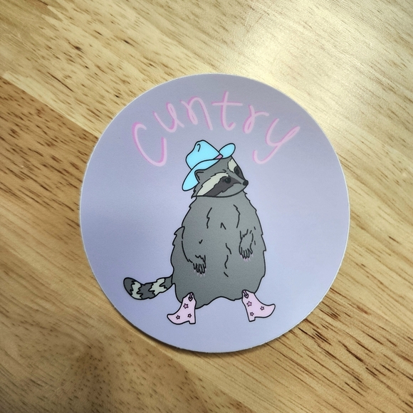 Hot Trash 'She CUNTry' Raccoon Sticker - Picture 2 of 3